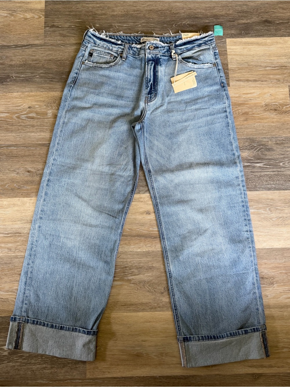 Women’s KanCan High Rise, Wide Leg Cuffed Jeans size 31x31